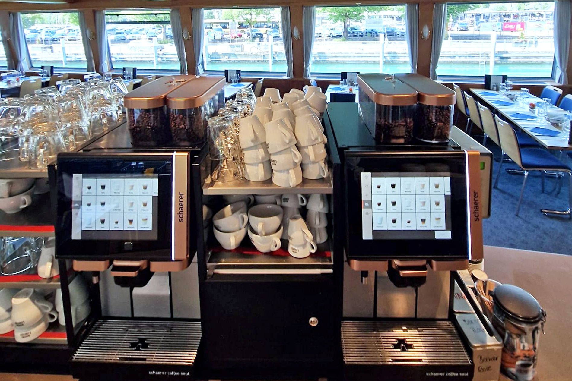Two Schaerer coffee soul coffee machines on board of a ship on Lake Brienz