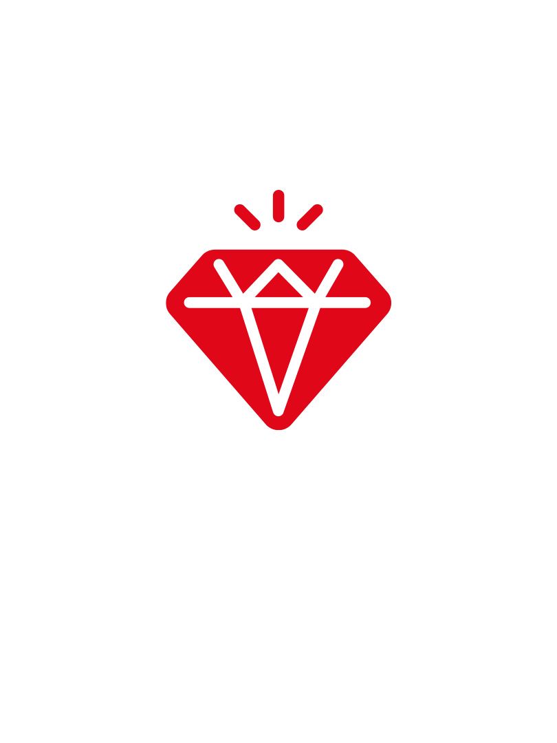 Red diamond icon with a stylized white "W" inside, set against a light beige background.